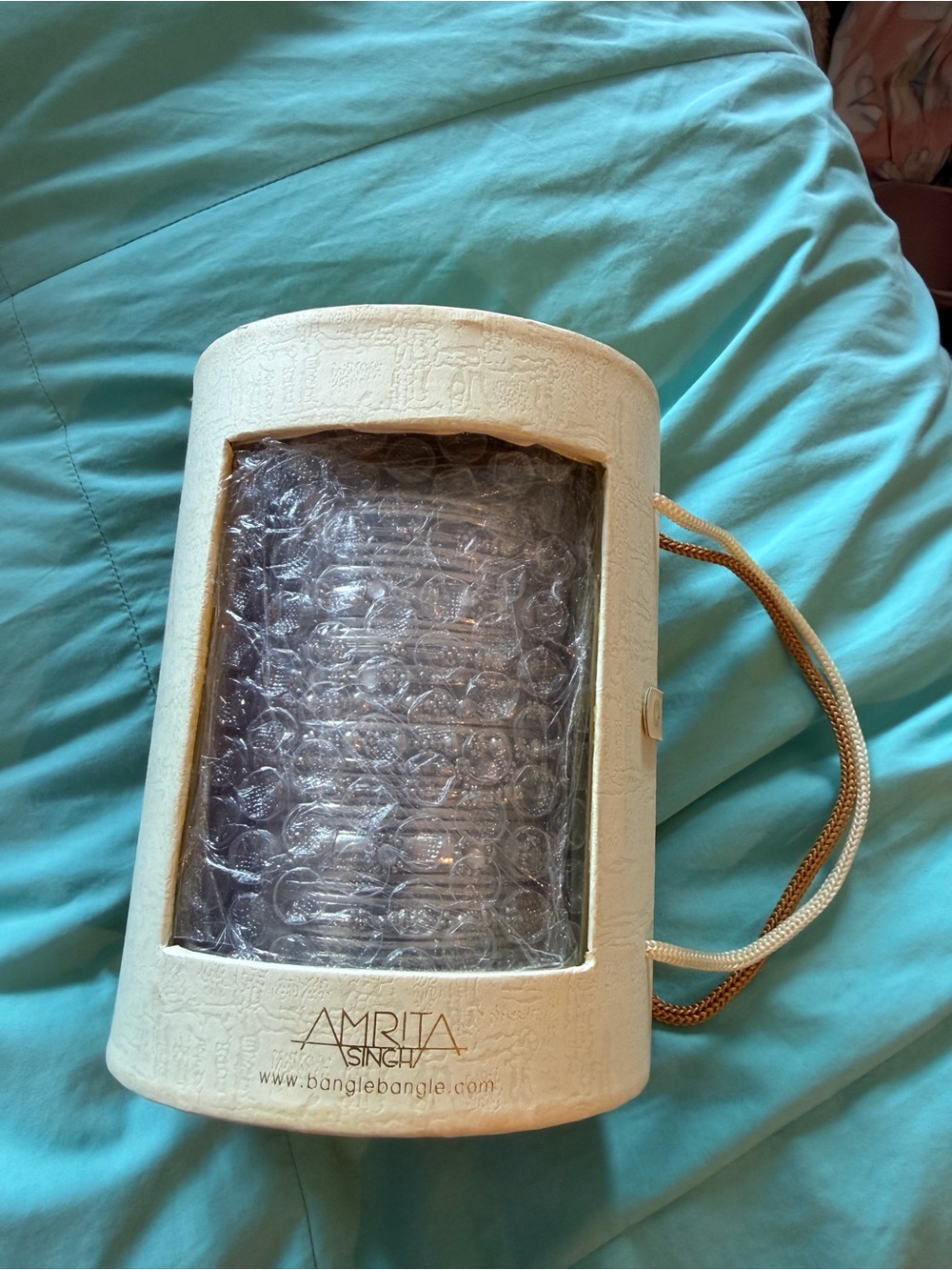 Amrita Singh Cream Jewelry Bangle Case with Clear Window